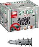 TOX Plasterboard dowel, zweilagige Gipskartonplatten + Gipsfaserplatten, ohne Vorbohren in Gipskarton, 50 Stück im Karton M, 068100021 Gipskartondübel Spiral Plus 37, 32 mm, Grau, 4,5 x 32