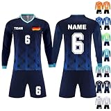 Benutzerdefinierte Fußball Jersey Personalisierte Fußball Langarm Sets, Kurze Name Nummer Team Logo Fußball Trikots für Männer Frauen Kinder Erwachsene Benutzerdefinierte Fußball Shirt U