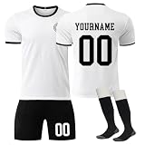 Generisch Personalisiertes Fußballtrikot-Set 3-teilig – Komplett mit Trikot, Shorts & Socken, eigenem Namen & Nummer, atmungsaktiv & leicht, für Kinder & Erwachsene, Größen 16-28 & XS-XXXL (B)
