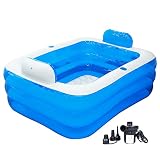 Kinbolas Aufblasbarer Pool,Badewanne Faltbare Aufblasbar für Erwachsene,Whirlpool Outdoor,Planschbecken für Balkon Garten,Pool Rechteckig mit Großer RüCkenlehne Sitz und GeträNk