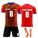 Generisch Fussball Trikot mit Namen Nummer und Team Logo Jungen, Personalisierte Fussball Trikots, Fußball Trikot Shorts Socken S