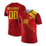 Yolovi Personalisiertes Fussballtrikot mit Namen Nummer Drucken Nationalflagge Sport Casual Trikots Fussballshirts für Herren Damen Jugendliche Sp