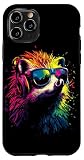 Hülle für iPhone 11 Pro Igel mit Kopfhörer Popart Sonnenbrille Regenbogen Süße Ig