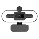 GKEAPZA Webcam mit Ringlichtmikrofon - Streaming Web Kamera, 1080P Full HD Pro Kamera für PC Mac Laptop Desktop, USB Computer Webcam mit Privatsphäre Abdeckung und Stativ für Zoom Meeting
