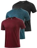 Star Vibe 3 Stücke trockene T-Shirts für Herren Schwitzen Sport T-Shirts Sport Fitness-Sportkleidung Kurze Ärmel Fitness-Studio Sport-Shirt Black/Navy/Wine Red XL