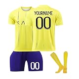 Neue Fußball Trikot Kinder 24/25, Personalisiert Fussball Trikot Jungen mit Eigenem Namen Nummer, klassisch 22/23 Fußballtrikot Shorts Set für Jungen M
