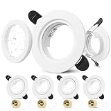 Laiebri 4er LED Einbaustrahler 230V IP65 Rahmen mit GU10 Fassung, LED Spots Badezimmer Ultra Flach 58-75mm Lochmass, Rund Aluminium GU10 Einbaurahmen Einbauleuchten Einbauspots, Deckenspots Weiß