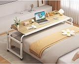 FDSGEEE Laptoptisch Höhenverstellbar mit Rollen, Mobiler Laptop Computer Schreibtisch Laptoptisch mit Rollen überbettentisch Mit Rädern Mobillacktisch Für Home Office(Color:Holz)