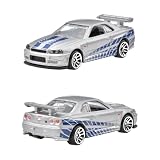 Hot Wheels Fast and Furious Brian O'Conner Auto Nissan Skyline GT-R (BNR34) Modell Die Cast Maßstab 1:64 - Länge 7cm - JBY31