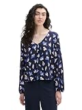TOM TAILOR Denim Damen 1043108 Basic Bluse mit V-Ausschnitt, 35918-Abstract Navy Floral Print, S