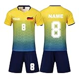 Deutschland Fußball Trikot mit eigenem Namen Logo Nummer, Personalisierte Fußball Trikot Erwachsene Kinder, Fussball Trikot Set Jungen H