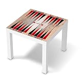 Möbelfolie selbstklebend passend für IKEA Lack Tisch 55x55 cm I Möbelaufkleber - Möbel-Sticker Aufkleber Folie I Deko Wohnung für Wohnzimmer - Design: Spieltisch Backgammon Schwarz-R