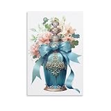 PMLBAOUS Vintage-Parfüm-Wandkunst, Leinwand-Poster, schöne Blumen-Flasche, Schmetterling, Poster auf Leinwand, ästhetische Wanddekoration für Zuhause, Zimmer, Büros, Kunstwerk, 30 x 45