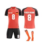 Fußball Trikot Shorts Socken Set Jungen, Trikot Kinder, Personalisierte Fussball Trikot mit Namen Nummer und Team Log