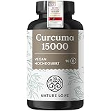 NATURE LOVE® Curcuma 15000 - Kurkuma Kapseln - 9 Monate Reichweite - hochdosiert 95% Curcumin pro Kapsel - mit schwarzem Pfeffer - vegan, laborgeprüft & in Deutschland p