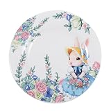 CRILSTYLEO Kaninchenteller im pastoralen Stil Süßigkeitengerichte Bonbonschale Obstschale goldene Tortenständer Cupcake-Ständer servierplatte serving dish Speiseteller aus Keramik O