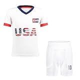 Cnins Kinder-Fußballtrikots für Jungen, Fußball-Trainingsoutfits für Jugendliche, Fußball-Futbol-Trainingsshirt für Mädchen, 2–14 Jahre, White-us, 7-8 J