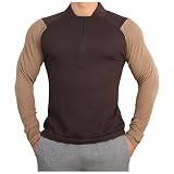 Yusealia Herren Shirt Langarm Fitness Tshirt Schnelltrocknende Rashguard Outdoor Trainingsshirts Sommer Funktionsshirt mit Halbreißverschluss Lauf Sportshirt Männer Atmungsaktiv Sw