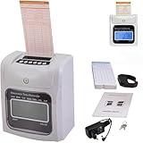 CDZHLTG Elektronisches Stempeluhr Stechuhr Zeiterfassung 960SB inkl. 50 Stechuhr/Stempeluhr Karten, 2 Sicherheitsschlüssel, 1 Netzteil mit LED-Anzeige für Büro, Fabrik, S