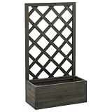 vidaXL Tannenholz Massiv Garten Spalier mit Blumenkasten Pflanzkasten Rankhilfe Rankkasten Rankgitter Blumenständer Blumenkübel Grau 50x25x90