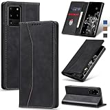 Jasonyu Handyhülle für Samsung Galaxy S20 Ultra/ S20 Ultra 5G Hülle Leder Flip Klappbare Stoßfeste Magnetische [Premium PU Leder] [Standfunktion] [Kartenfächern] Schutzhülle Klapphülle (Schwarz)