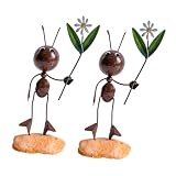 Homoyoyo 2 STÜCK Handgefertigte Eisendekoration Ameisenmodell mit Blumenmotiv Einzigartige Desktop ant deko Umweltfreundlich Lackiert Skurrile Metallfigur für Büro Zuhause Auto und B