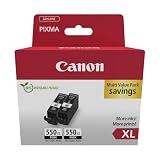 Canon PGI-550 XL Twin Vorteilspack 2 Tintenpatronen größere Reichweite XL (2X Schwarz) Original [Umweltfreundliche Recycle-Kartonverpackung 2024 mit Diebstahl Sicherungsetikett]