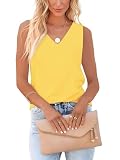 Homlan Damen Tank Top Sommer Ärmellose V-Ausschnitt Blusentop Loose Fit Shirts Basic Cami Elegant Blusen Casual Oberteile (Small, Gelb)