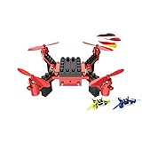 RC ferngesteuerte 4-Kanal Mini-Drohne aus Baustein-Set, Steck-Bausatz DIY Modellbau Drone, 4 Motoren Quadcopter aus Klemmbausteinen, Spielzeug Quadrocopter Technik-Bausatz für Kinder und Erw