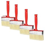 4 Stück Flächenstreicher Set, 120 x 30 mm Lasurpinsel Flachpinsel, Wandpinsel Malerpinsel Kunststoffborsten für Wand Möbel Zaun Holz M