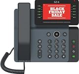 GEQUDIO IP Telefon GZ-6 mit Netzteil - Fritzbox, Telekom kompatibel - Premium Freisprechen & neigbares Display - Anleitung für Fritz!Box Telefonanlage, Sipgate, Telekom, Speedport - WLAN B