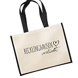 Huuraa Jutetasche Recklinghausen verliebt Shopper Einkaufstasche Black 21 Liter mit Namen deiner Lieblingsstadt in Nordrhein-Westfalen Geschenk Idee für Freunde und F