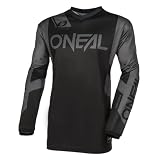 O'NEAL | Motocross-Jersey Langarm | MX Enduro | Gepolsterter Ellbogenschutz, V-Ausschnitt, atmungsaktiv | Element Jersey Racewear V.24 | Erwachsene | Schwarz Grau | Größe M