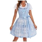 Dirndl Damen Kurz mit Spitze Trachtenmode Cosplay Oktoberfest Kleidung Damen Dirndlkleid Damen Kleider Festliche Kleider für Damen Trachtenkleid Damen Modern Trachtenmode Damen Oktoberfest D
