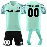 Generisch Fussball Trikots Shorts und Socken Anzug, Personalisierte Fußball Trikot für Jungen/Herren, Fussball Trikot mit eigenem Namen Nummer und Logo Kinder/Erw