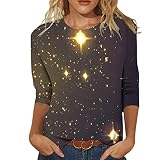 floryday Damenmode shirts blusen Pullover Damen Pullover Damen Sommer Party Top Damen Sexy Bedrucktes Tie-Dye-Langarm-Damenoberteil mit Rundhalsausschnitt S 2XL Damenoberteile T Shirt D