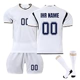 Generic Trikot Personalisiert Kinder Trikot mit Eigenem Namen & Nummer Fußball Trikots Shorts Socken Set für Kinder Erwachsene, Fussball Trikot Trainingsanzug Jungen H