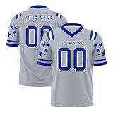 Herren-Sport-T-Shirt,Personalisiert American Football Trikot,Custom Football Jersey für Erwachsene Kinder,Atmungsaktiv T-Shirt,Individuelle Sporthemden mit Name Nummer Logo,Royal B