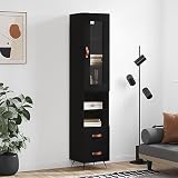 KLYEON Highboard Schwarz 34,5x34x180 cm Holzwerkstoff,Stilvolles Highboard Eleganz & Viel Stauraum für Dein Wohnzimmer Diele & Flur Möb