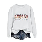Große Größen Weihnachtspullover Damen Langarmshirt, Pullover Weihnachten Sweatshirt Oversize Frauen| Weihnachtsshirt Langarm mit Weihnachtsmotiv Lustig Weihnachtspulli Longsleeve R