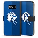 Klapphülle kompatibel mit Samsung Galaxy S8 Plus Duos Handyhülle aus Kunst Leder schwarz Flip Case Bundesliga FC Schalke 04 Fußb