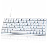 TMKB T84SE Gaming Tastatur, QWERTY US Layout, 84 Tasten Mechanische Tastatur mit Blaue LED, N-Key Rollover Brown Switch Keyboard für PC Windows/Mac OS, Weiß