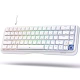 KEMOVE K68se Gaming Mechanische Tastatur mit Brown Tactile Switch,Ultra-Compact Mini 68 Tasten Anti-Ghosting,Typ-C-Datenkabel,US Layout für PC Windows Gamer Typist,Weiß