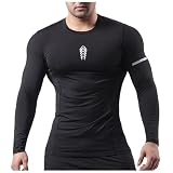 Yusealia Sport Shirt Langarm Herren Kompressionsshirt Schnelltrocknend Atmungsaktiv Sweatshirt Fitness Gym Funktionsshirt Sommer Rashguard Männer UV Shirts Outdoor Laufkleidung