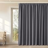 KGORGE Extra Breite Vorhänge Thermovorhang Kräuselband 300 cm Breit Verdunklungsvorhänge für Schiene 1er Set 240 x 300 cm(HxB) Grau Thermogardinen Blickdicht Wohnzimmer G