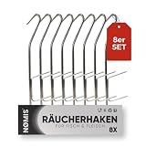 Räucherhaken [8er Set] Fleischerhaken Edelstahl für Fisch und Fleisch | Edelstahl Räucherhaken Forelle, Markele, Aal und mehr | Räucherhaken Fisch | 8x 21cm | Räucherofen u. Räucherchips Zubehö