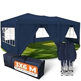 Kronenburg Faltpavillon wasserdicht Pavillon mit 6 Seitenteilen, Gartenzelt, 3x6 m - mit UV Schutz 50+, B