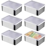 WIYETY Frischhaltedose Meal Prep Boxen: 6 Stück Edelstahl Lunchbox Brotdose Gefrierbehälter Edelstahl Brotdose mit Deckel Edelstahl lebensmittelbehälter Graviert Werden Mehrweg Meal Prep Box