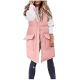 SRZYMJ Weste Damen Ärmellose Fleeceweste Damen Einfarbig V-Ausschnitt Knöpfen Teddy Weste Damen Fell Weste Kurz Plüschweste Damen Weste Arbeitswesten Für Männer Plüschmantel Damen Teddy Lang Rot XL
