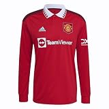 adidas Manchester United Herren 22/23 Langarm-Fußballtrikot, Echtes Rot, L